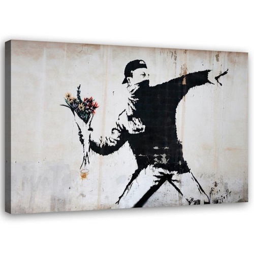 Obraz na plátně Banksy Házení květin street art