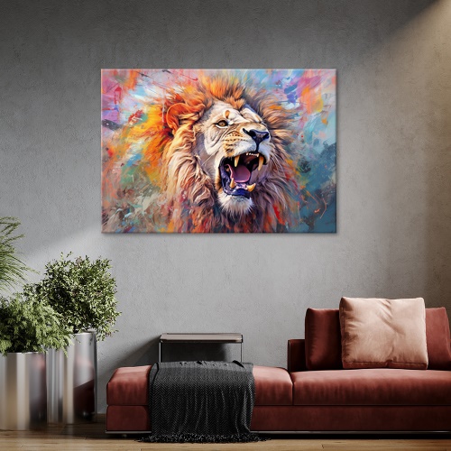 Obraz na plátně, Zuřivý lev Abstrakce