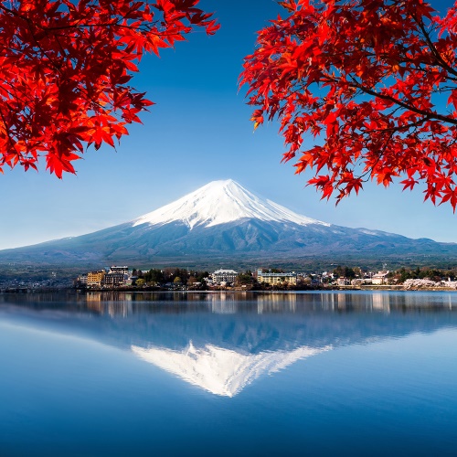 Ozdobný paraván Japonská sopka hora Fudži červená