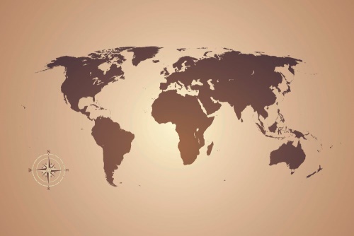 Samolepící tapeta mapa světa v odstínech hnědé