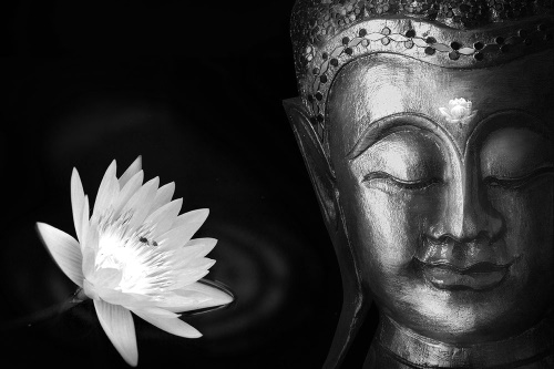 Tapeta božský Budha černobílý