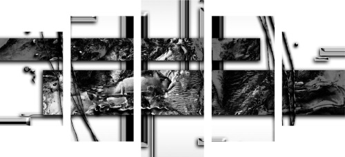 5-dílný obraz luxusní abstrakce v černobílém provedení