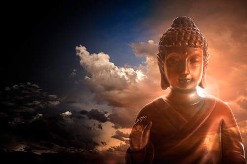 Samolepící tapeta Buddha mezi oblaky