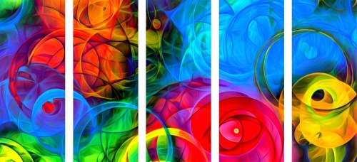 5-dílný obraz abstrakce plná barev