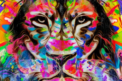 Obraz barevná hlava lva