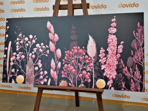 Obraz  variace trávy v růžové barvě