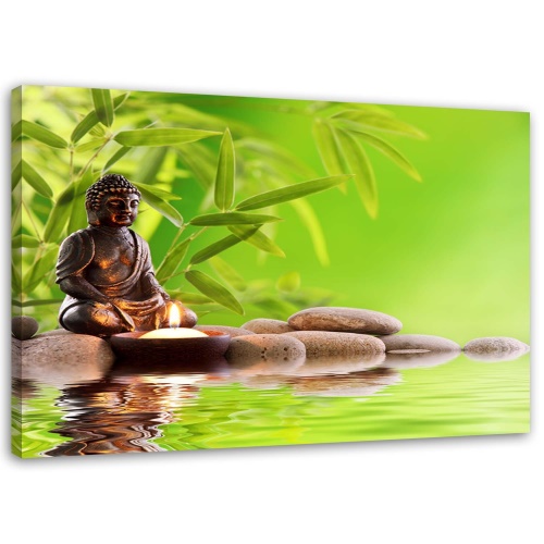 Obraz na plátně Buddha Bamboo Zen Stones
