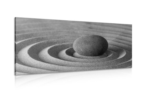 Obraz meditující kámen v černobílém provedení