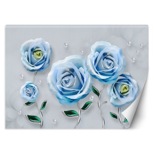 Fototapeta, Modré růže Květy 3D