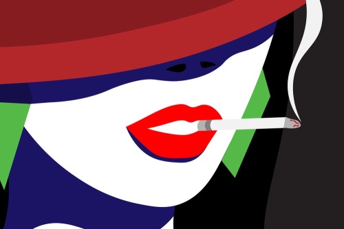 Obraz žena v klobouku v pop art stylu