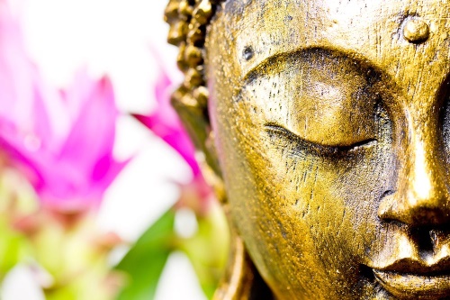 Samolepící tapeta zlatá tvář Buddhy