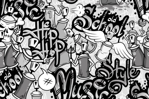 Tapeta Hip hop street art v černobílém provedení