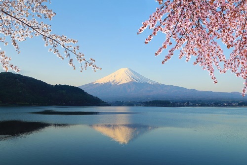 Fototapeta výhled z jezera na Fuji