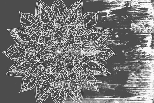 Samolepící tapeta textura Mandaly v černobílém