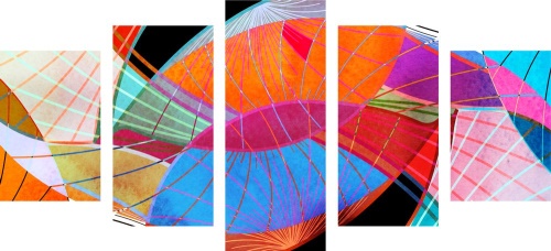 5-dílný obraz pestrobarevná abstrakce