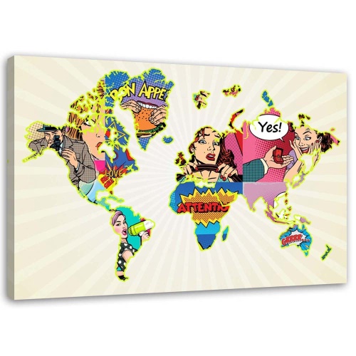 Obraz na plátně Mapa světa pop-artu