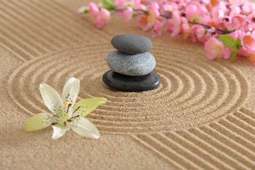 Samolepící fototapeta Zen zahrada a kameny v písku