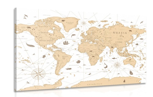 Obraz béžová mapa