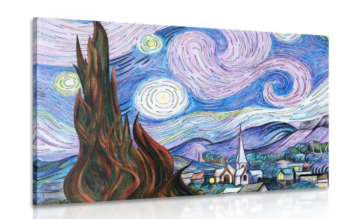 Obraz reprodukce Hvězdná noc - Vincent van Gogh cm