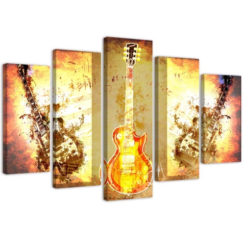 Obraz na plátně pětidílný Kytarová hudba