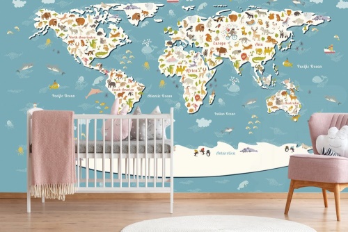 Tapeta mapa světa do dětského pokoje