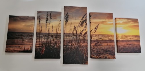5-dílný obraz západ slunce na pláži