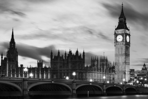 Samolepící fototapeta noční černobílý Big Ben v Londýně