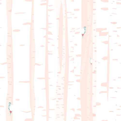 Tapeta růžové březové stromy - 75x1000 cm