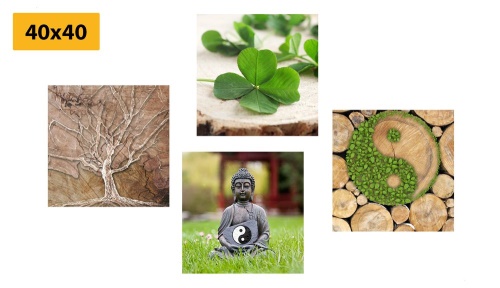 Set obrazů Feng Shui s prvky přírody