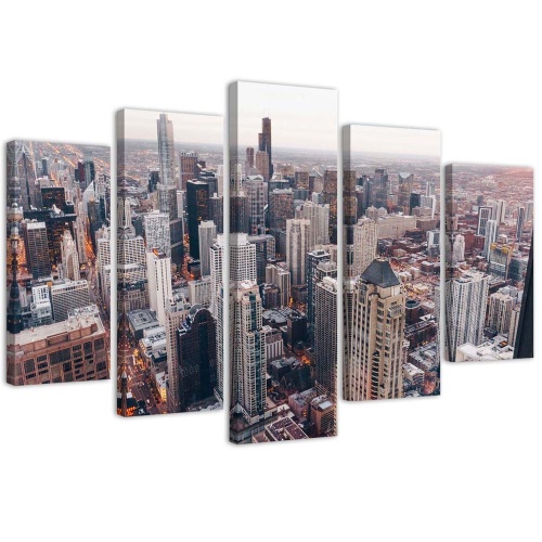 Obraz na plátně pětidílný Architektura panoramatu Chicaga