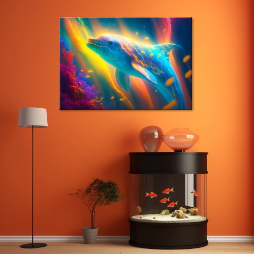 Obraz na plátně, Neonová velryba