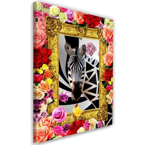 Obraz na plátně Abstraktní barevné květiny Zebra