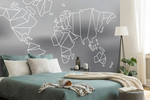 Tapeta mapa světa stylizovaná v černobílém