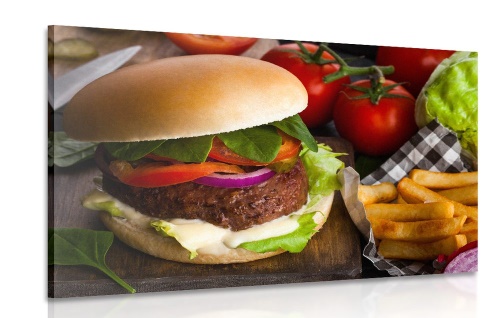 Obraz hamburger s hranolky