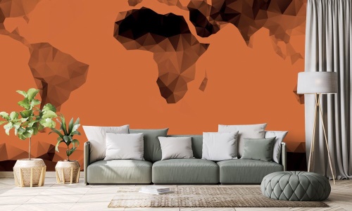 Samolepící tapeta oranžová mapa v polygonálním stylu