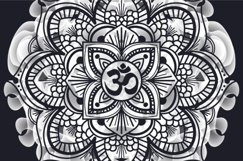 Samolepící tapeta Mandala zdraví v černobílém provedení