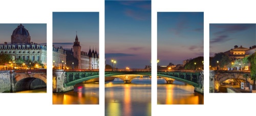 5-dílný obraz oslňující panorama Paříže