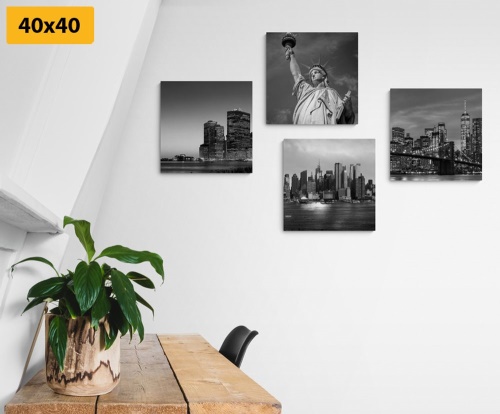 Set obrazů New York v černobílém provedení