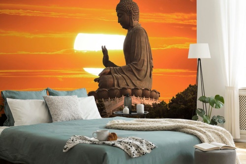 Samolepící tapeta socha Buddhy při západu slunce