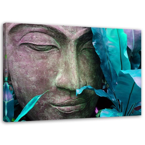 Obraz na plátně Buddha a tyrkysové listy
