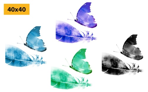 Set obrazů barevné motýly