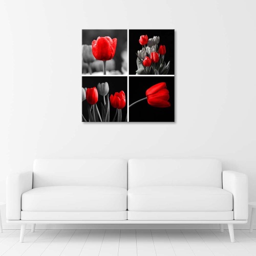 Obraz na plátně Sada červených tulipánů