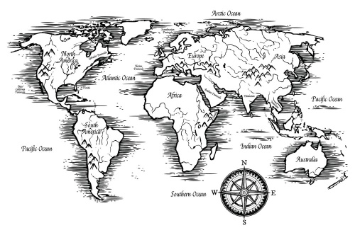 Tapeta zajímavá mapa světa s kompasem