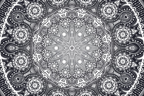 Tapeta okrasná Mandala s krajkou v černobílé