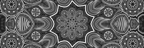 Obraz indická Mandala s květinovým vzorem v černobílém provedení