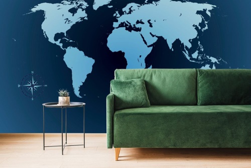 Samolepící tapeta mapa světa v odstínech modré