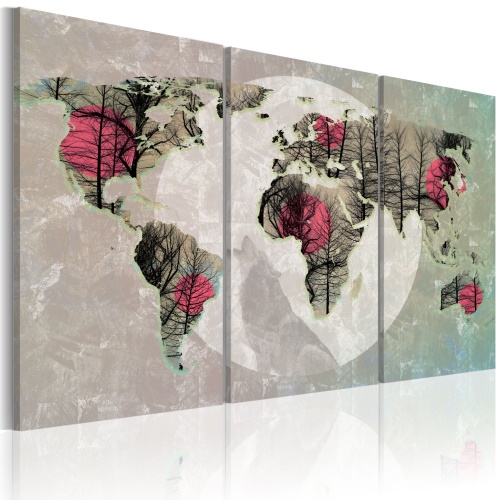 Obraz - Map of the World: Full moon - triptych