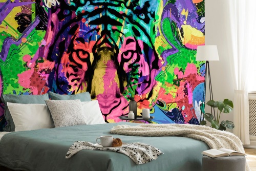 Samolepící tapeta barevná hlava tygra