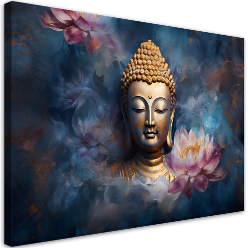 Obraz na plátně, abstraktní Buddha lotosový květ