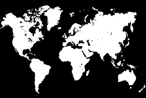 Obraz bílá mapa na černém pozadí